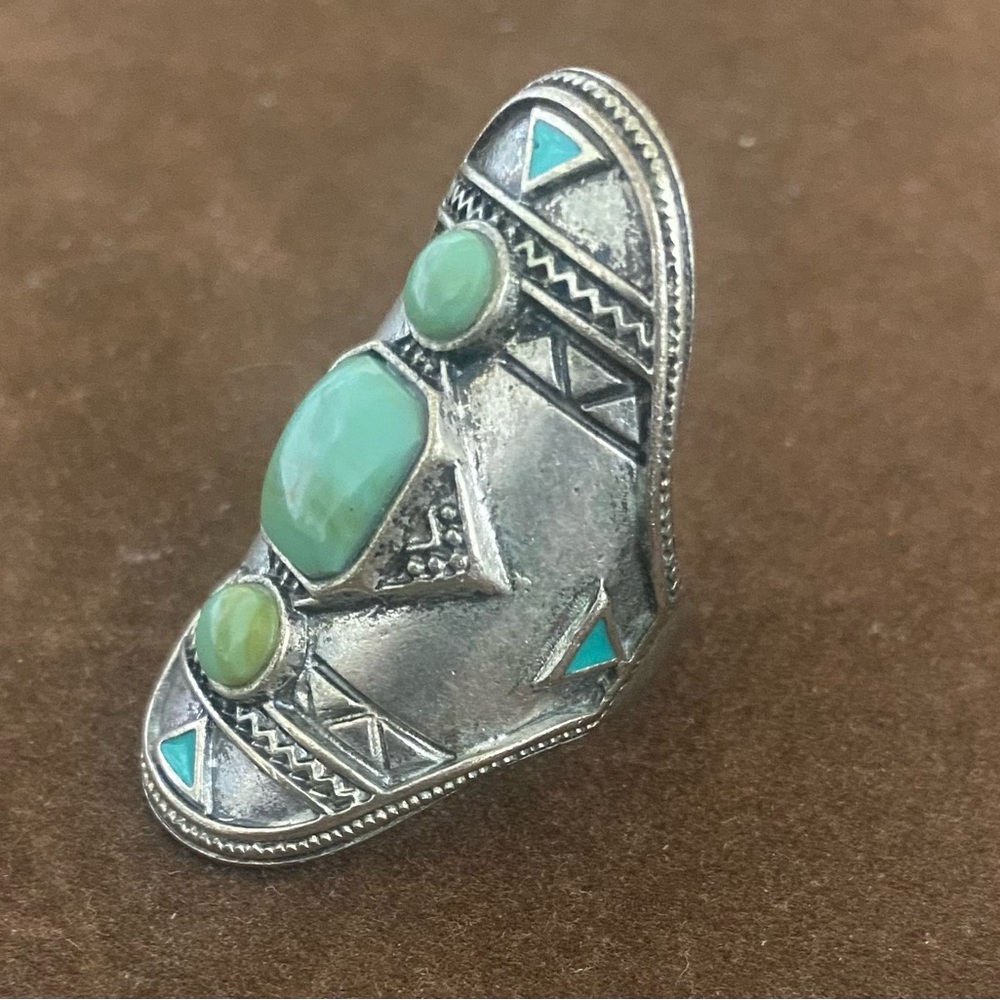 Silver And Turquoise Statement Ring - image 1